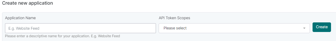 Create new application API Key